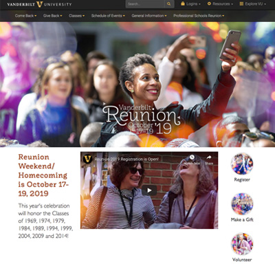 Reunion website redesign